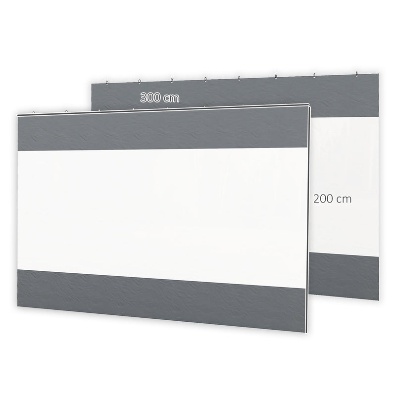 Outsunny 3x2m Side Panels with Large Window, for 3(m) Long Pergola