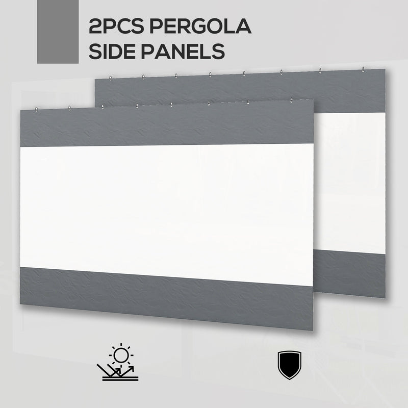 Outsunny 3x2m Side Panels with Large Window, for 3(m) Long Pergola