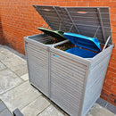 2.03m x 1.14m Large Grey Wooden Outdoor Garden Triple Wheelie Bin Store Storage for 3 Bins