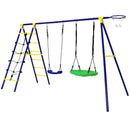 Kids Swing Set With Basketball Hoop And Climbing Ladder