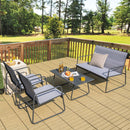 4 Piece Garden Patio Bistro Furniture Set With Loveseat, Coffee Table And 2 Chairs