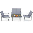 4 Piece Garden Patio Bistro Furniture Set With Loveseat, Coffee Table And 2 Chairs