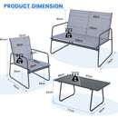 4 Piece Garden Patio Bistro Furniture Set With Loveseat, Coffee Table And 2 Chairs