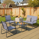 4 Piece Garden Patio Bistro Furniture Set With Loveseat, Coffee Table And 2 Chairs