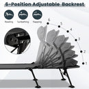 Folding Camping Cot with Detachable Mattress and 6-Position Adjustable Backrest-Grey