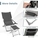 5 Piece Patio Sling Chair Set with Ottoman and Coffee Table-Grey