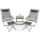 5 Piece Patio Sling Chair Set with Ottoman and Coffee Table-Grey