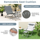 5 Piece Patio Sling Chair Set with Ottoman and Coffee Table-Grey