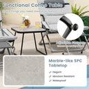 5 Piece Patio Sling Chair Set with Ottoman and Coffee Table-Grey
