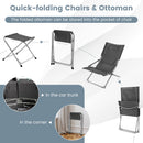 5 Piece Patio Sling Chair Set with Ottoman and Coffee Table-Grey