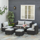Outsunny  Rattan 8pc Sofa  set -  Black