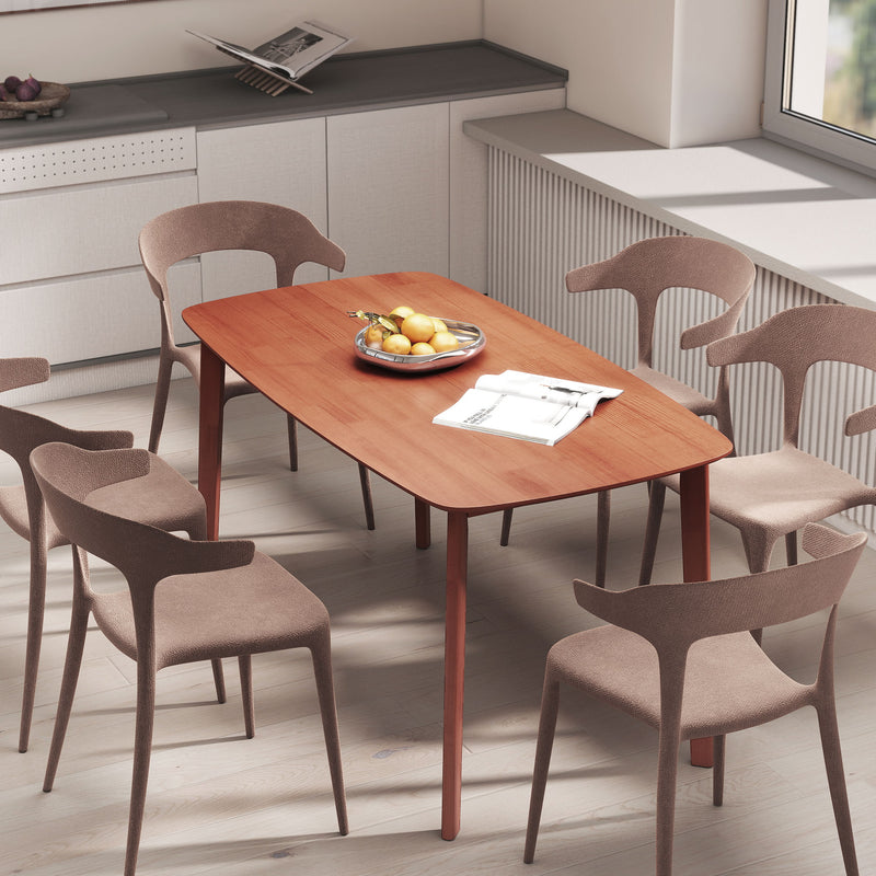 HOMCOM 150 cm Rectangular Dining Table with Solid Wood Frame, Light Brown