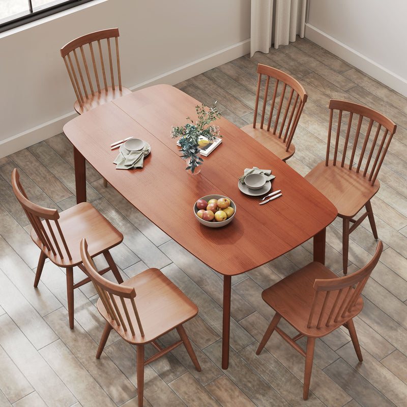 HOMCOM 150 cm Rectangular Dining Table with Solid Wood Frame, Light Brown