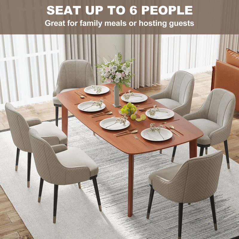 HOMCOM 150 cm Rectangular Dining Table with Solid Wood Frame, Light Brown