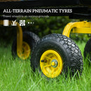 Garden Trolley Cart with Pneumatic Wheels and Rotating Handle, Yellow