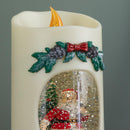 20cm Dual Powered Light up Christmas Pillar Candle Water Spiner with Santa and LEDs