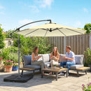 Outsunny 3(m) Banana Parasol Cantilever Umbrella Garden W/ Base Weights
