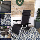Set of 2 Multi Position Zero Gravity Relaxer Chair Sun Lounger in Black & Silver