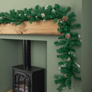 2.7m Snow Tipped Christmas Garland with Pine Cones and Mixed Needles