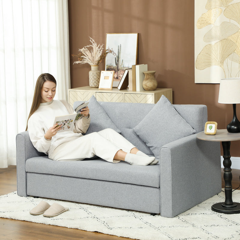 HOMCOM 2 Seater Sofa Bed Convertible Bed Settee w/ 2 Cushions