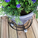 27cm Black Heavy Duty Metal Garden Patio Plant Flower Pot Stand Trolley on Metal Castor Wheels