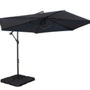 3m Cantilever Banana Garden Parasol in Blue with Crank Handle and Parasol Base Weights Included