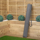 Outdoor 4 Person Rectangular Wooden Garden Dining Table, 2 Benches with Grey Parasol and Base Set