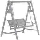 Outsunny 2 Seater Wooden Garden Swing Seat Hammock Bench Lounger, Grey