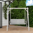 Outsunny 2 Seater Wooden Garden Swing Seat Hammock Bench Lounger, Grey