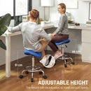 HOMCOM Saddle Chair, Rolling Salon Stool for Massage Spa, Blue