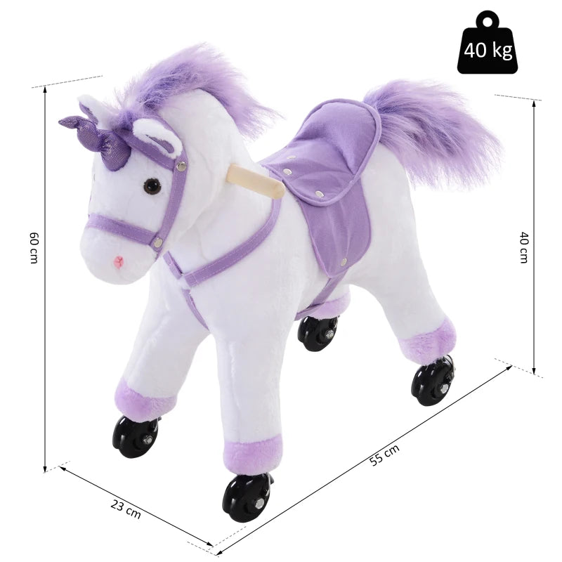 HOMCOM Children's  Ride on Unicorn - Purple and White