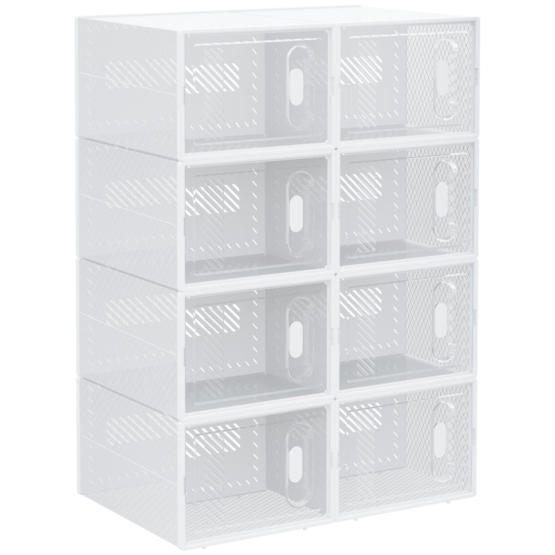 HOMCOM 8PCS Stackable  Plastic Shoe Storage Box for UK/EU