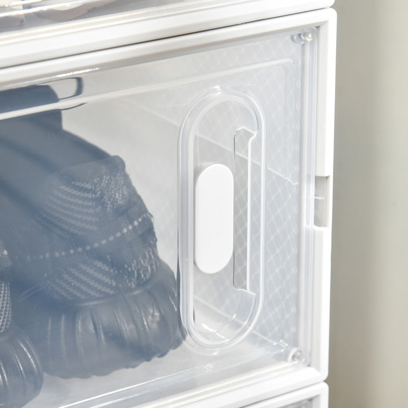 HOMCOM 8PCS Stackable  Plastic Shoe Storage Box for UK/EU