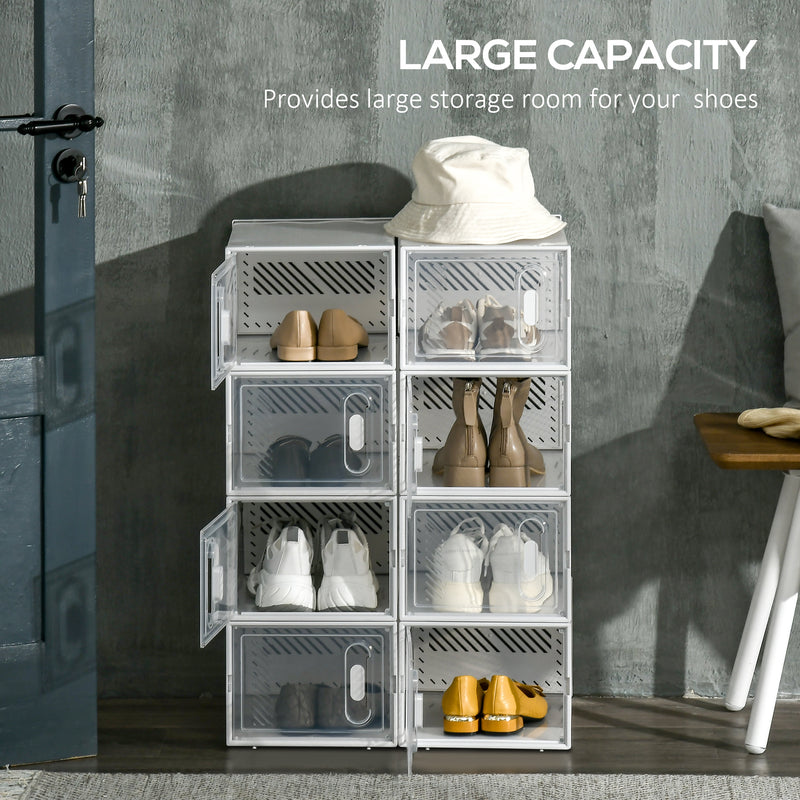 HOMCOM 8PCS Stackable  Plastic Shoe Storage Box for UK/EU