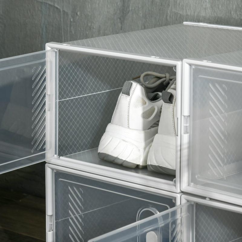 HOMCOM 8PCS Stackable  Plastic Shoe Storage Box for UK/EU