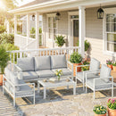 Outsunny Aluminium Garden Furniture Sofa Set With Olefin Cushions, White