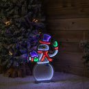 56cm Infinity Light up Standing Snowman Christmas Decoration with Multi-Coloured LEDs on Metal Base
