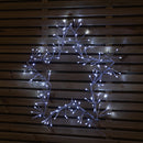 60cm Light up Silver Christmas Star Silhouette with Static & Flashing Ice White LEDs