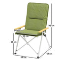 Outsunny Padded Camp Chair Outdoor High Back Folding Recliner with Bag Green
