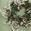 40cm Hanging Christmas Winter Berry Wreath with Seasonal Foliage