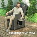 Outsunny Rattan Garden Recliner Chair with Flip Table, Dark Grey