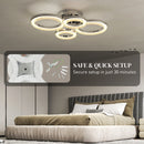 HOMCOM Modern 4-Ring Flush Mount Ceiling Light, LED Ceiling Light, Silver