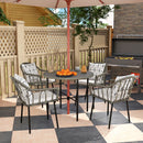 Outsunny 5 Piece Patio Rattan Dining Set W/ Removable Cushions
