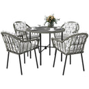 Outsunny 5 Piece Patio Rattan Dining Set W/ Removable Cushions