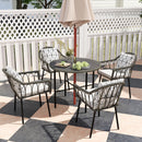 Outsunny 5 Piece Patio Rattan Dining Set W/ Removable Cushions