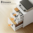 HOMCOM 3 Drawer File Cabinet Rolling Filing Cabinet For A4 And Letter White