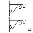 Pack Of 2 35cm Black Metal Heavy Duty Twisted Garden Patio Wall Bracket Hook For Hanging Planter