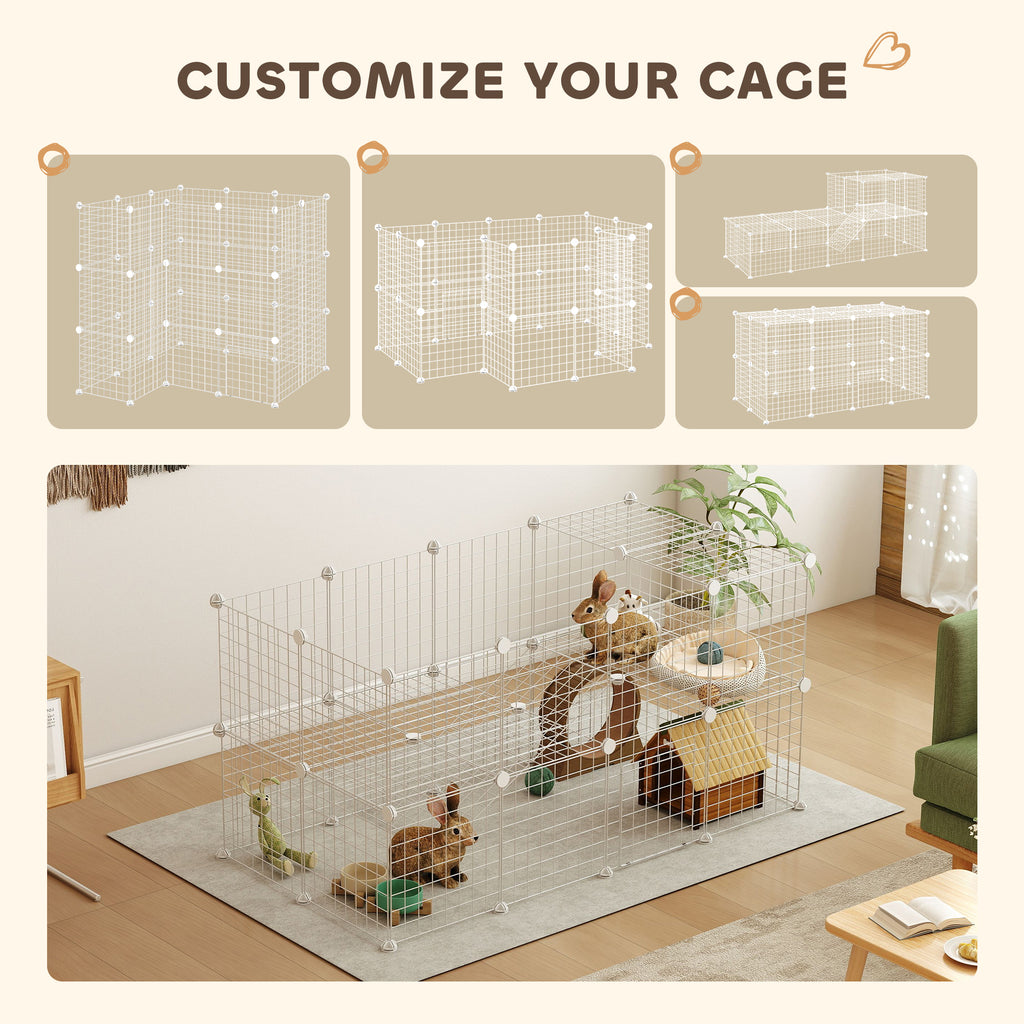 Diy Rabbit Playpen PawHut DIY Pet Playpen 36 Panel For Rabbit Chinchilla Hedgehog, White