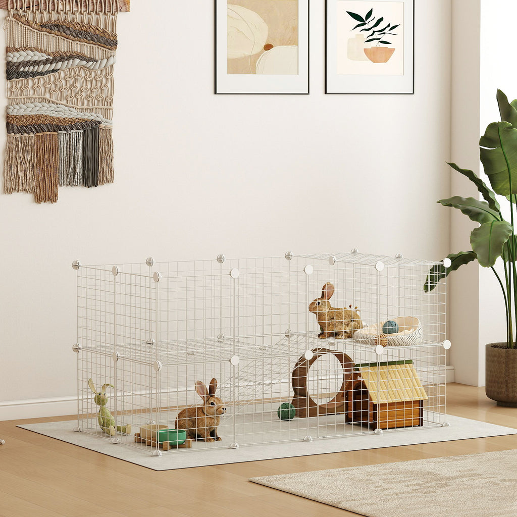 Diy Rabbit Playpen PawHut DIY Pet Playpen 36 Panel for Rabbit Chinchilla Hedgehog, White