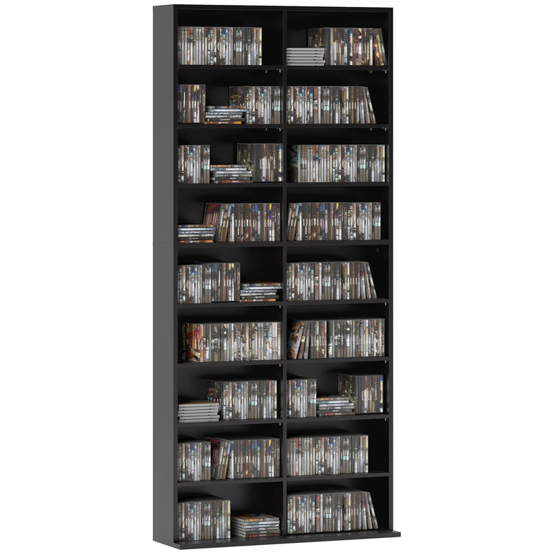 HOMCOM 640 CD Storage Unit 360 DVD Storage Tower W/ 18 Compartments